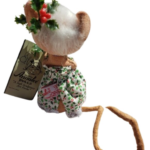 Vintage 7" Holly Girl Mouse Annalee Mobilitee Doll Christmas Hand painted w/Tags - Picture 3 of 4